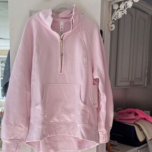 lululemon athletica Light Pink Half-Zip Cowl Neck Sweater